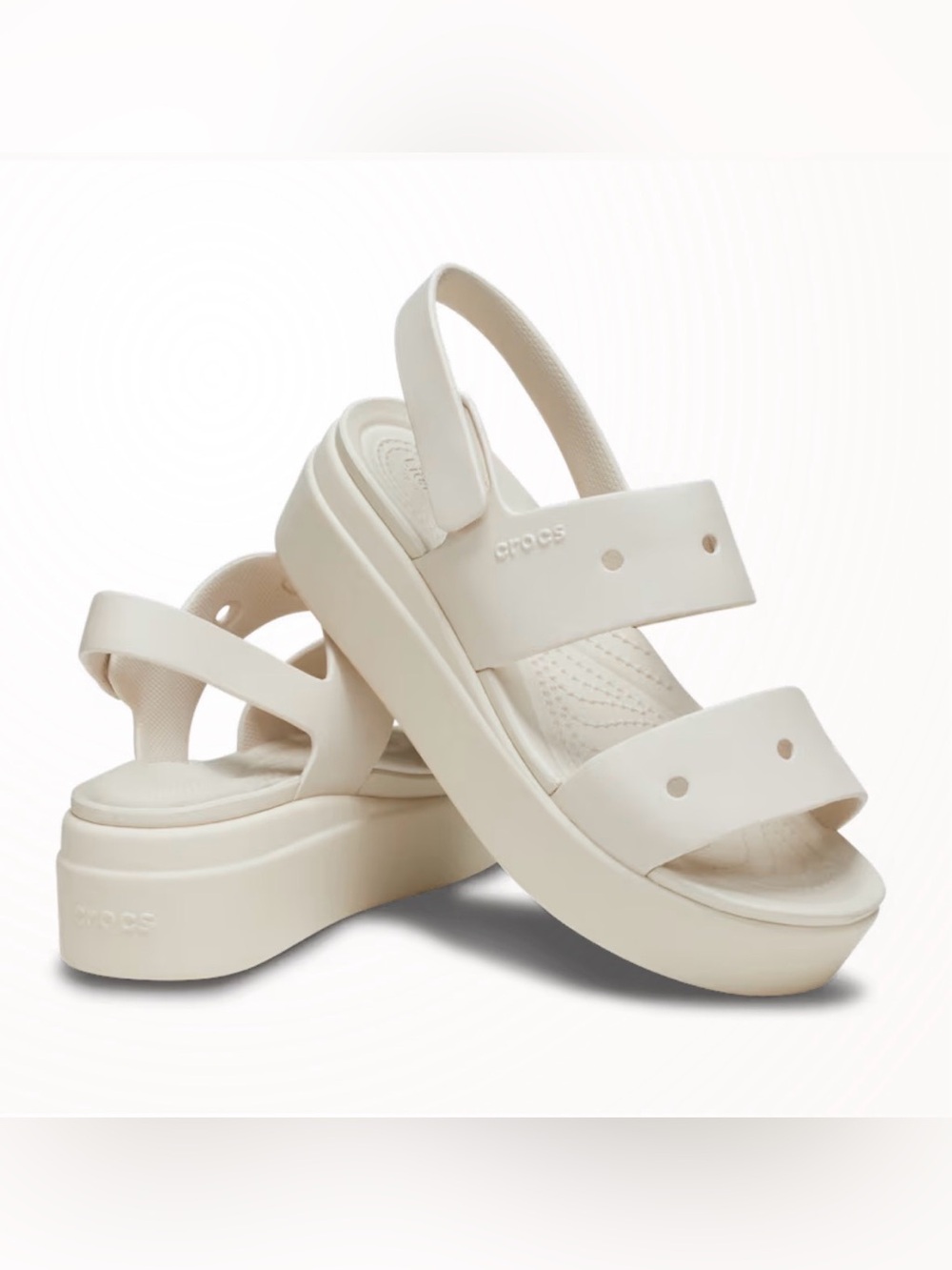 Crocs Women's Brooklyn 4U Platform Sandals Shoes in Stucco Cream size 7 strappy - Picture 1 of 9